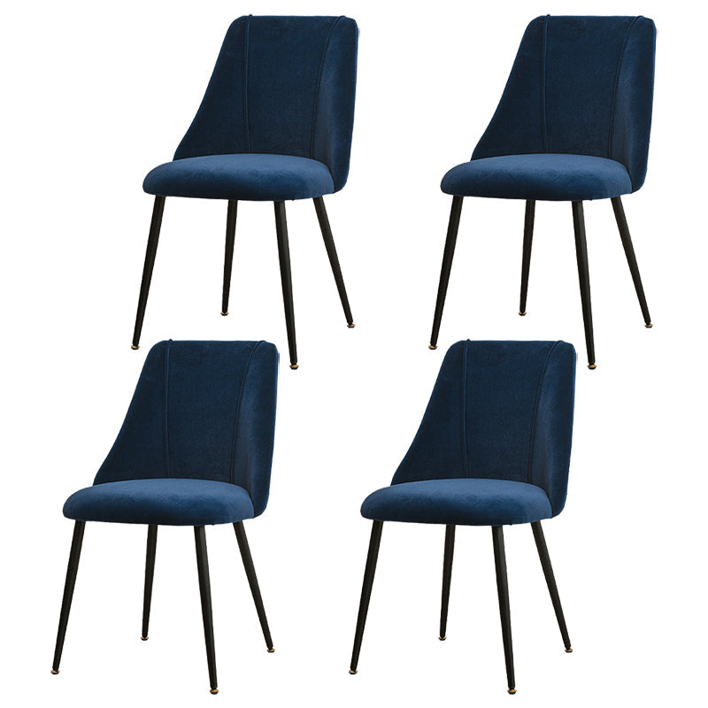 Modern Solid Back Kitchen Dining Side Chair Metal Upholstered Dining Side Chair Dark Blue 4 Piece Set Black Clearhalo ' kitchen&dining_furn' 'Dining Chairs' 'Dining Tables & Seating' 'dining_chair' 'furn' 'furn_dining_chair' 'Furniture' 'furniture_dining_chair' 'Kitchen & Dining Furniture' 'kitchen' 3621164
