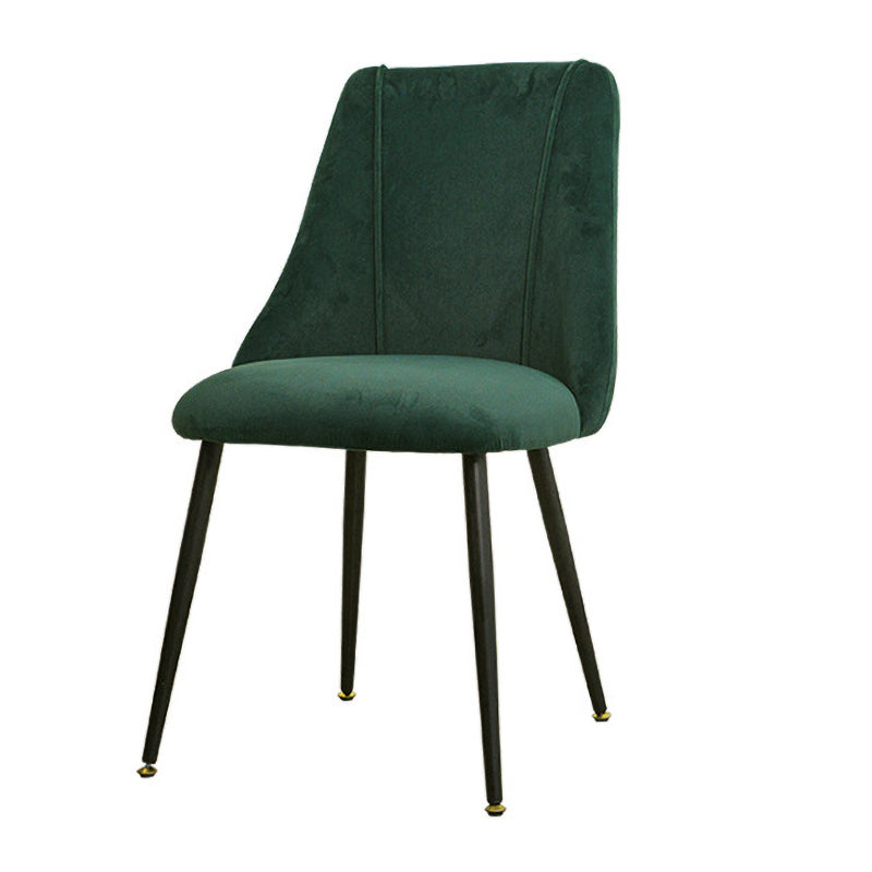 Modern Solid Back Kitchen Dining Side Chair Metal Upholstered Dining Side Chair Blackish Green 1 Piece Black Clearhalo ' kitchen&dining_furn' 'Dining Chairs' 'Dining Tables & Seating' 'dining_chair' 'furn' 'furn_dining_chair' 'Furniture' 'furniture_dining_chair' 'Kitchen & Dining Furniture' 'kitchen' 3621165
