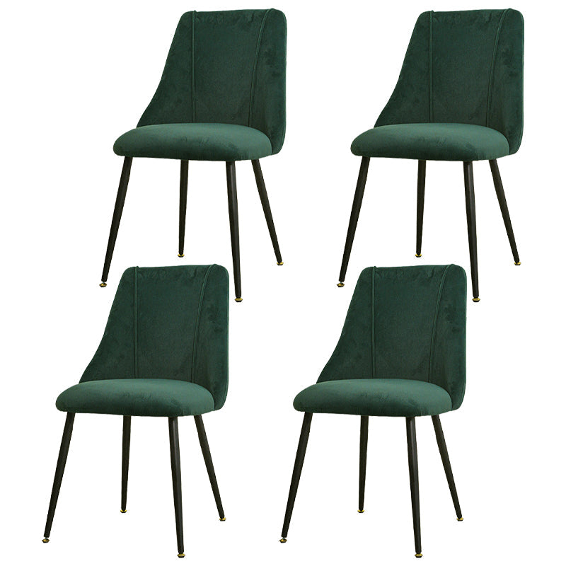 Modern Solid Back Kitchen Dining Side Chair Metal Upholstered Dining Side Chair Blackish Green 4 Piece Set Black Clearhalo ' kitchen&dining_furn' 'Dining Chairs' 'Dining Tables & Seating' 'dining_chair' 'furn' 'furn_dining_chair' 'Furniture' 'furniture_dining_chair' 'Kitchen & Dining Furniture' 'kitchen' 3621167