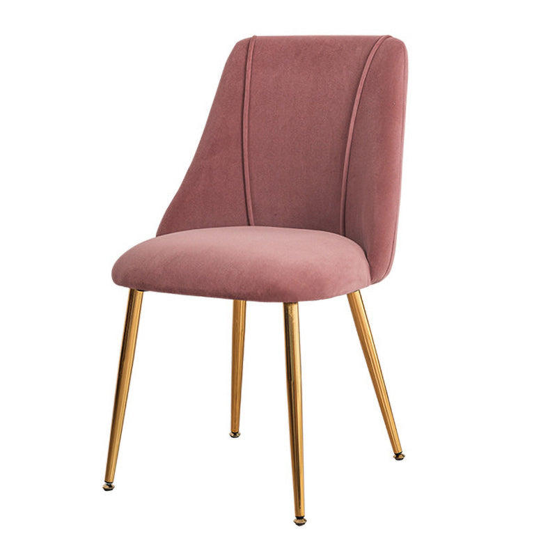 Modern Solid Back Kitchen Dining Side Chair Metal Upholstered Dining Side Chair Pink 1 Piece Brass Gold Clearhalo ' kitchen&dining_furn' 'Dining Chairs' 'Dining Tables & Seating' 'dining_chair' 'furn' 'furn_dining_chair' 'Furniture' 'furniture_dining_chair' 'Kitchen & Dining Furniture' 'kitchen' 3621168