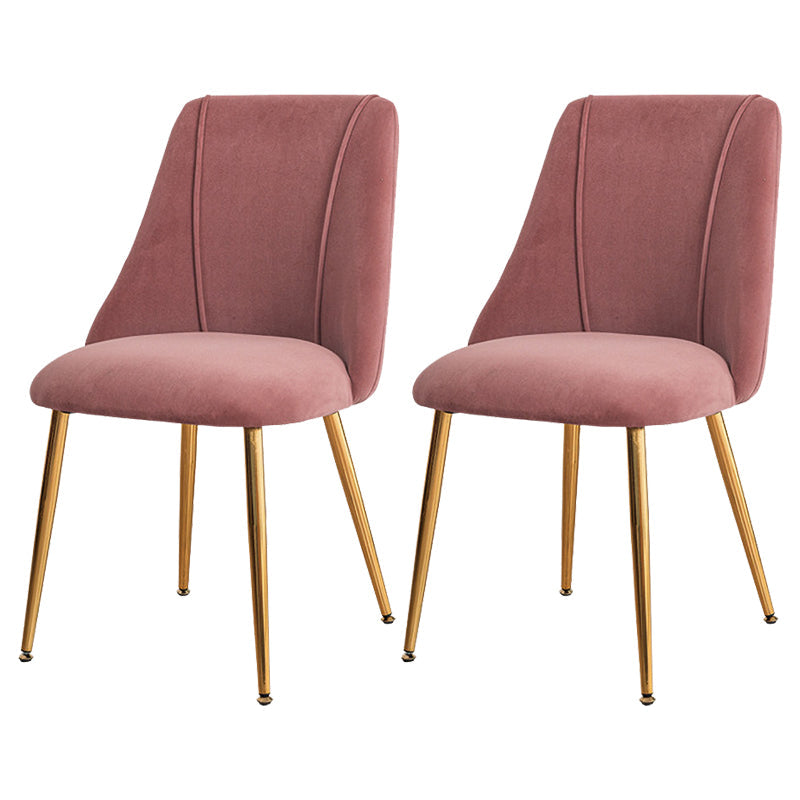Modern Solid Back Kitchen Dining Side Chair Metal Upholstered Dining Side Chair Pink 2 Piece Set Brass Gold Clearhalo ' kitchen&dining_furn' 'Dining Chairs' 'Dining Tables & Seating' 'dining_chair' 'furn' 'furn_dining_chair' 'Furniture' 'furniture_dining_chair' 'Kitchen & Dining Furniture' 'kitchen' 3621169