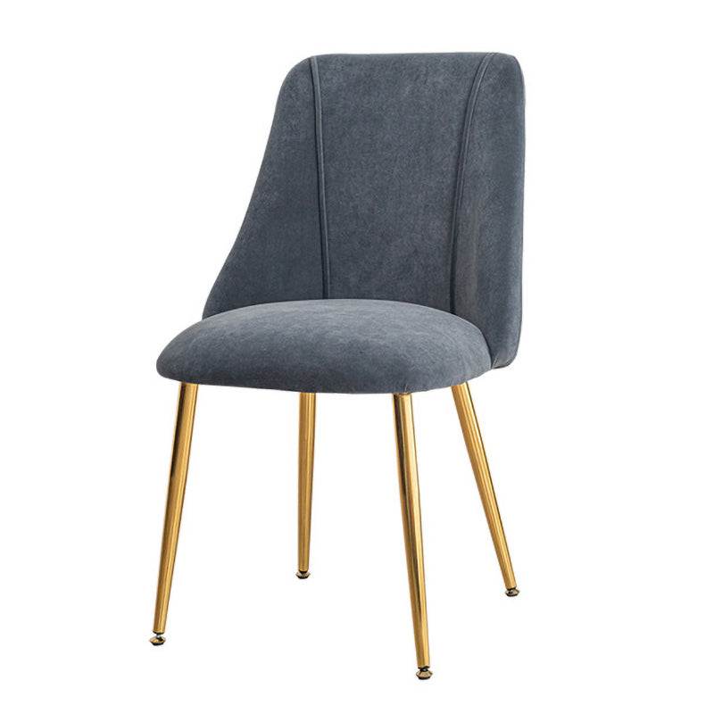Modern Solid Back Kitchen Dining Side Chair Metal Upholstered Dining Side Chair Gray-Blue 1 Piece Brass Gold Clearhalo ' kitchen&dining_furn' 'Dining Chairs' 'Dining Tables & Seating' 'dining_chair' 'furn' 'furn_dining_chair' 'Furniture' 'furniture_dining_chair' 'Kitchen & Dining Furniture' 'kitchen' 3621174