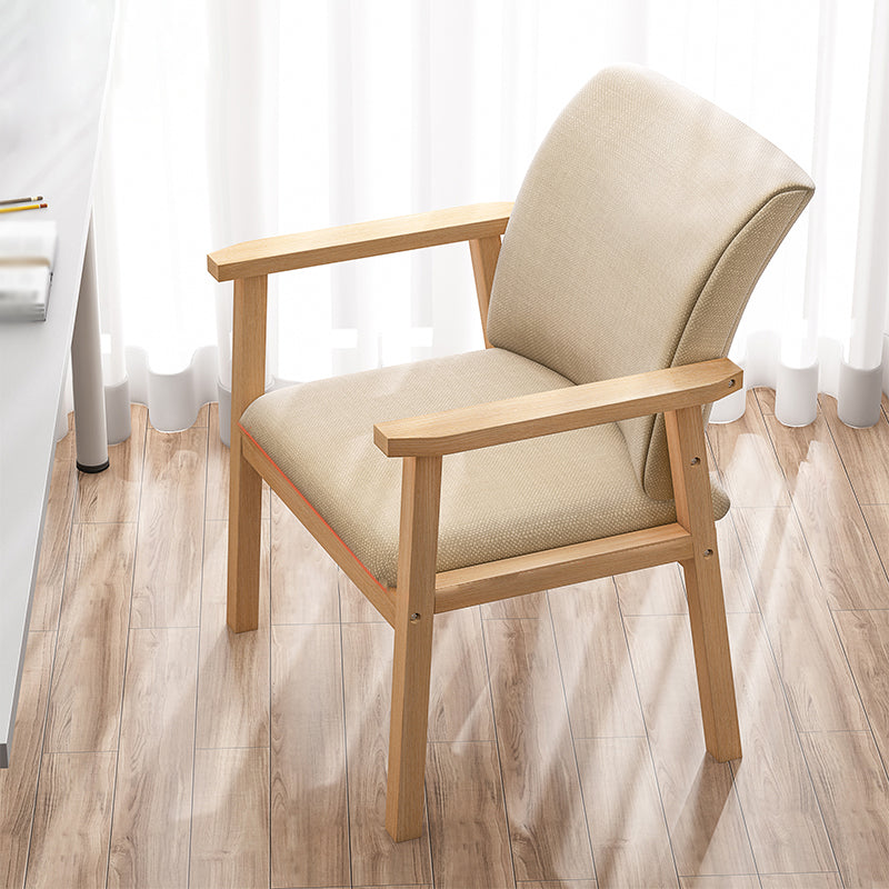 Scandinavian Rubberwood Solid Back Armchair Wood Dining Chair with Natural Legs Light Khaki 1 Piece Natural Wood Clearhalo ' kitchen&dining_furn' 'Dining Chairs' 'Dining Tables & Seating' 'dining_chair' 'furn' 'furn_dining_chair' 'Furniture' 'furniture_dining_chair' 'Kitchen & Dining Furniture' 'kitchen' 3621204