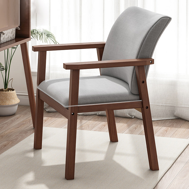 Scandinavian Rubberwood Solid Back Armchair Wood Dining Chair with Natural Legs Light Gray 1 Piece Walnut Clearhalo ' kitchen&dining_furn' 'Dining Chairs' 'Dining Tables & Seating' 'dining_chair' 'furn' 'furn_dining_chair' 'Furniture' 'furniture_dining_chair' 'Kitchen & Dining Furniture' 'kitchen' 3621207