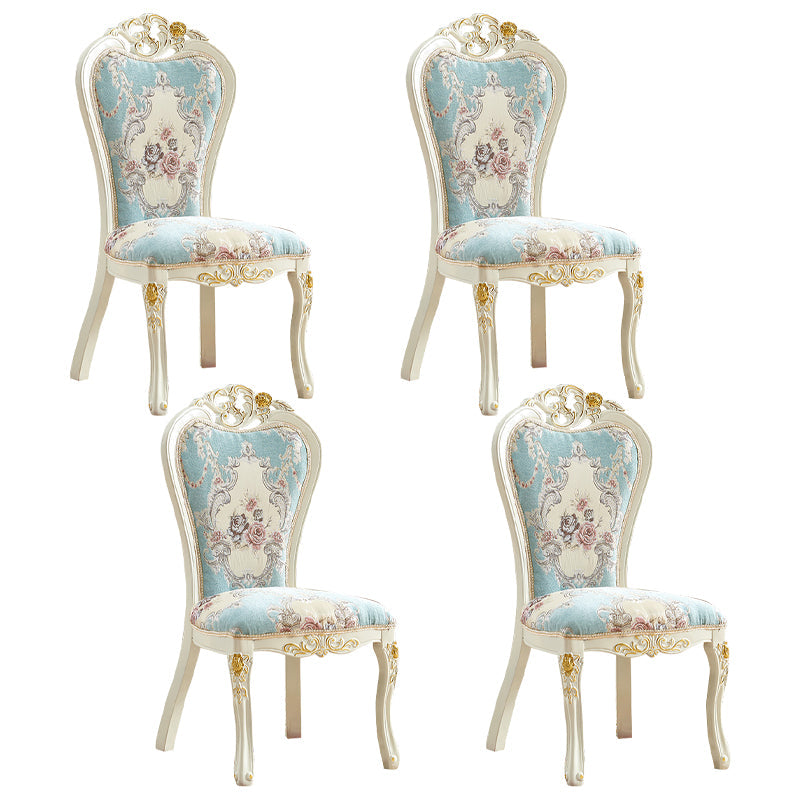 Victorian Dining Room Chair with 4 Wood Legs Parsons Chair for Home Use Light Blue 4 Piece Set Clearhalo ' kitchen&dining_furn' 'Dining Chairs' 'Dining Tables & Seating' 'dining_chair' 'furn' 'furn_dining_chair' 'Furniture' 'furniture_dining_chair' 'Kitchen & Dining Furniture' 'kitchen' 3621218