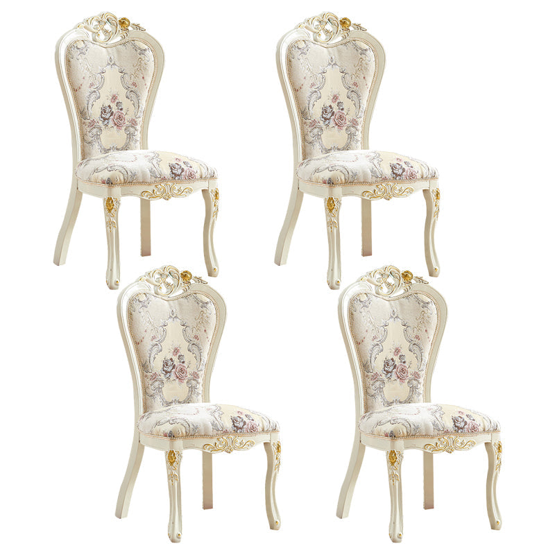 Victorian Dining Room Chair with 4 Wood Legs Parsons Chair for Home Use Apricot 4 Piece Set Clearhalo ' kitchen&dining_furn' 'Dining Chairs' 'Dining Tables & Seating' 'dining_chair' 'furn' 'furn_dining_chair' 'Furniture' 'furniture_dining_chair' 'Kitchen & Dining Furniture' 'kitchen' 3621236