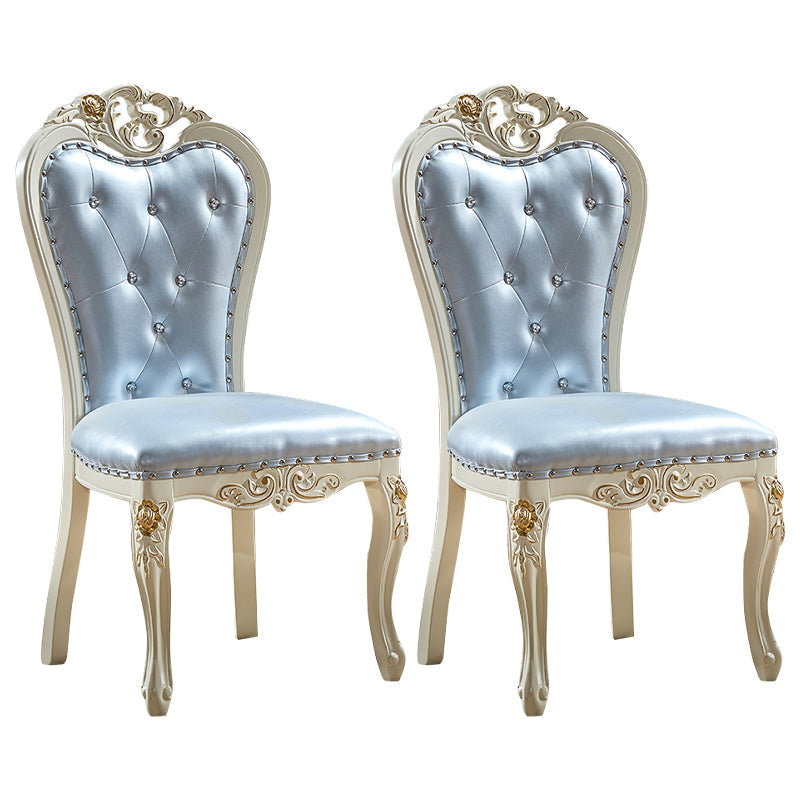 Victorian Dining Room Chair with 4 Wood Legs Parsons Chair for Home Use Blue-Silver 2 Piece Set Clearhalo ' kitchen&dining_furn' 'Dining Chairs' 'Dining Tables & Seating' 'dining_chair' 'furn' 'furn_dining_chair' 'Furniture' 'furniture_dining_chair' 'Kitchen & Dining Furniture' 'kitchen' 3621241