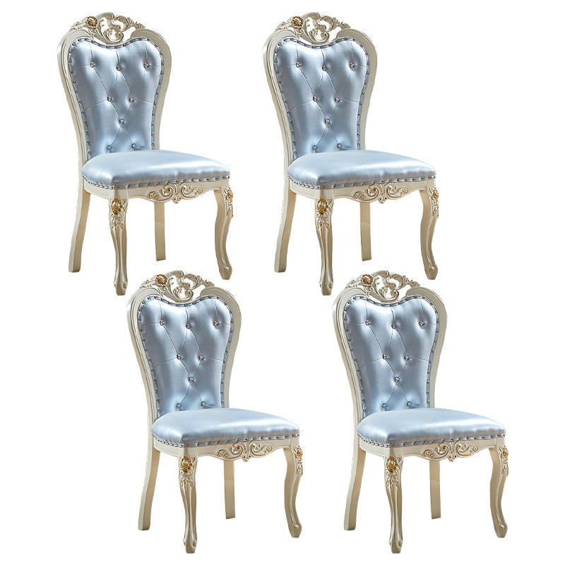 Victorian Dining Room Chair with 4 Wood Legs Parsons Chair for Home Use Blue-Silver 4 Piece Set Clearhalo ' kitchen&dining_furn' 'Dining Chairs' 'Dining Tables & Seating' 'dining_chair' 'furn' 'furn_dining_chair' 'Furniture' 'furniture_dining_chair' 'Kitchen & Dining Furniture' 'kitchen' 3621242