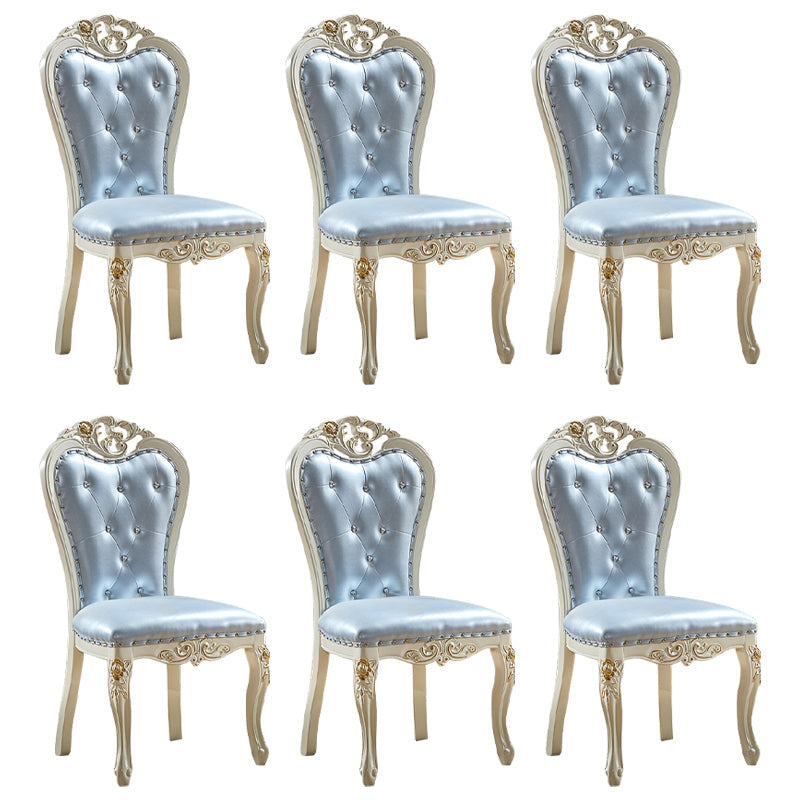 Victorian Dining Room Chair with 4 Wood Legs Parsons Chair for Home Use Blue-Silver 6 Piece Set Clearhalo ' kitchen&dining_furn' 'Dining Chairs' 'Dining Tables & Seating' 'dining_chair' 'furn' 'furn_dining_chair' 'Furniture' 'furniture_dining_chair' 'Kitchen & Dining Furniture' 'kitchen' 3621243