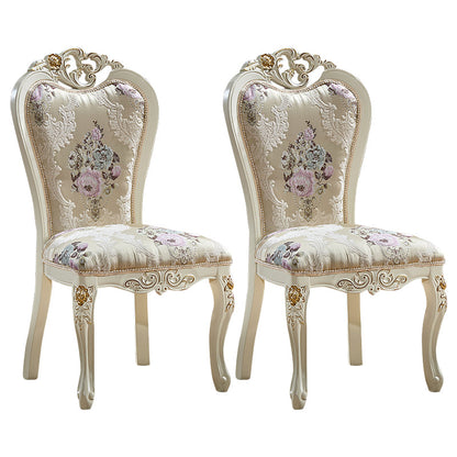 Victorian Dining Room Chair with 4 Wood Legs Parsons Chair for Home Use Off-White 2 Piece Set Clearhalo ' kitchen&dining_furn' 'Dining Chairs' 'Dining Tables & Seating' 'dining_chair' 'furn' 'furn_dining_chair' 'Furniture' 'furniture_dining_chair' 'Kitchen & Dining Furniture' 'kitchen' 3621244