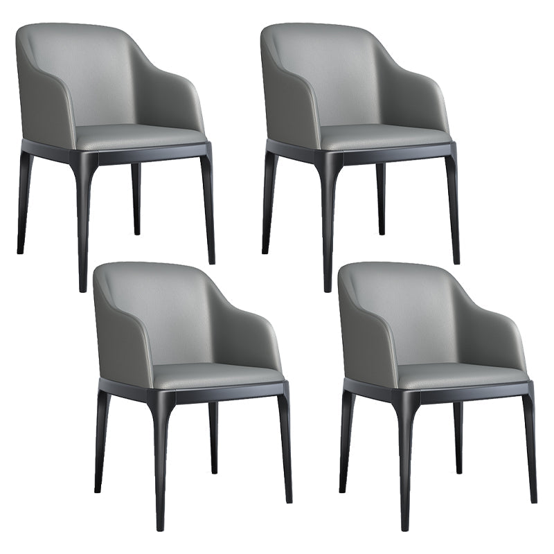 Modern Square Leather Dining Side Arm Chair with Wooden Legs for Kitchen Grey 4 Piece Set Clearhalo ' kitchen&dining_furn' 'Dining Chairs' 'Dining Tables & Seating' 'dining_chair' 'furn' 'furn_dining_chair' 'Furniture' 'furniture_dining_chair' 'Kitchen & Dining Furniture' 'kitchen' 3621293
