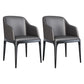 Modern Square Leather Dining Side Arm Chair with Wooden Legs for Kitchen Dark Gray 2 Piece Set Clearhalo ' kitchen&dining_furn' 'Dining Chairs' 'Dining Tables & Seating' 'dining_chair' 'furn' 'furn_dining_chair' 'Furniture' 'furniture_dining_chair' 'Kitchen & Dining Furniture' 'kitchen' 3621297