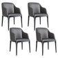 Modern Square Leather Dining Side Arm Chair with Wooden Legs for Kitchen Dark Gray 4 Piece Set Clearhalo ' kitchen&dining_furn' 'Dining Chairs' 'Dining Tables & Seating' 'dining_chair' 'furn' 'furn_dining_chair' 'Furniture' 'furniture_dining_chair' 'Kitchen & Dining Furniture' 'kitchen' 3621300