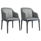 Modern Square Leather Dining Side Arm Chair with Wooden Legs for Kitchen Light Gray 2 Piece Set Clearhalo ' kitchen&dining_furn' 'Dining Chairs' 'Dining Tables & Seating' 'dining_chair' 'furn' 'furn_dining_chair' 'Furniture' 'furniture_dining_chair' 'Kitchen & Dining Furniture' 'kitchen' 3621303