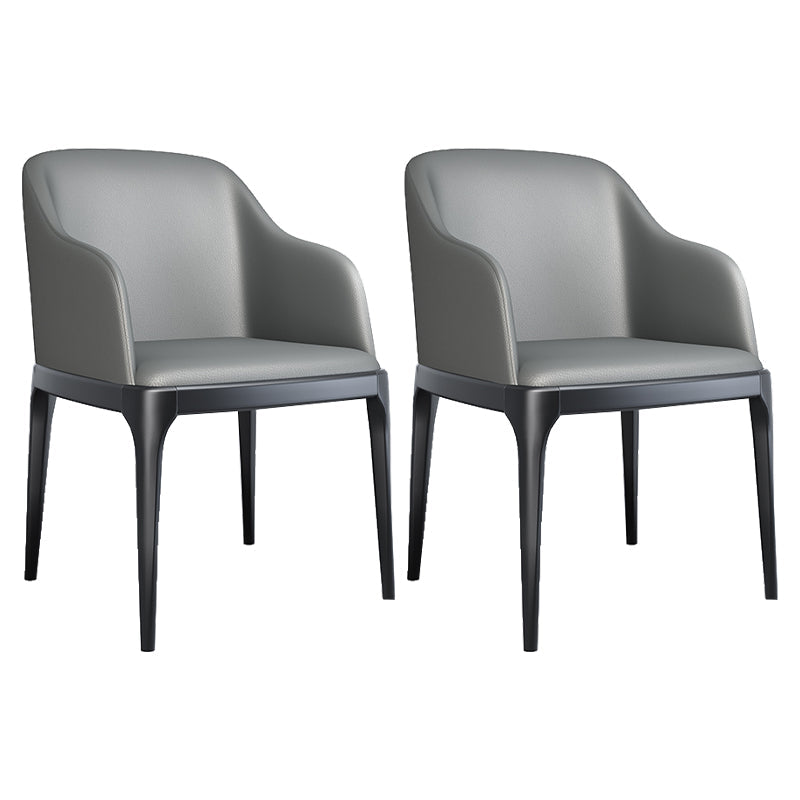 Modern Square Leather Dining Side Arm Chair with Wooden Legs for Kitchen Light Gray 2 Piece Set Clearhalo ' kitchen&dining_furn' 'Dining Chairs' 'Dining Tables & Seating' 'dining_chair' 'furn' 'furn_dining_chair' 'Furniture' 'furniture_dining_chair' 'Kitchen & Dining Furniture' 'kitchen' 3621303