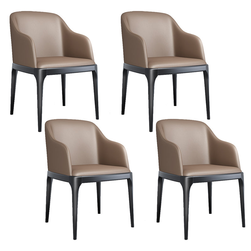 Modern Square Leather Dining Side Arm Chair with Wooden Legs for Kitchen Coffee 4 Piece Set Clearhalo ' kitchen&dining_furn' 'Dining Chairs' 'Dining Tables & Seating' 'dining_chair' 'furn' 'furn_dining_chair' 'Furniture' 'furniture_dining_chair' 'Kitchen & Dining Furniture' 'kitchen' 3621311