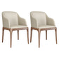 Modern Square Leather Dining Side Arm Chair with Wooden Legs for Kitchen Off-White 2 Piece Set Clearhalo ' kitchen&dining_furn' 'Dining Chairs' 'Dining Tables & Seating' 'dining_chair' 'furn' 'furn_dining_chair' 'Furniture' 'furniture_dining_chair' 'Kitchen & Dining Furniture' 'kitchen' 3621312