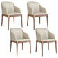 Modern Square Leather Dining Side Arm Chair with Wooden Legs for Kitchen Off-White 4 Piece Set Clearhalo ' kitchen&dining_furn' 'Dining Chairs' 'Dining Tables & Seating' 'dining_chair' 'furn' 'furn_dining_chair' 'Furniture' 'furniture_dining_chair' 'Kitchen & Dining Furniture' 'kitchen' 3621313