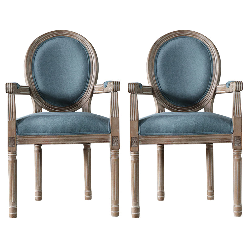 Country Style Dining Arm Chair King Louis Back Side Chair with 4 Wood Legs for Home Use Blue 2 Piece Set Clearhalo ' kitchen&dining_furn' 'Dining Chairs' 'Dining Tables & Seating' 'dining_chair' 'furn' 'furn_dining_chair' 'Furniture' 'furniture_dining_chair' 'Kitchen & Dining Furniture' 'kitchen' 3621315