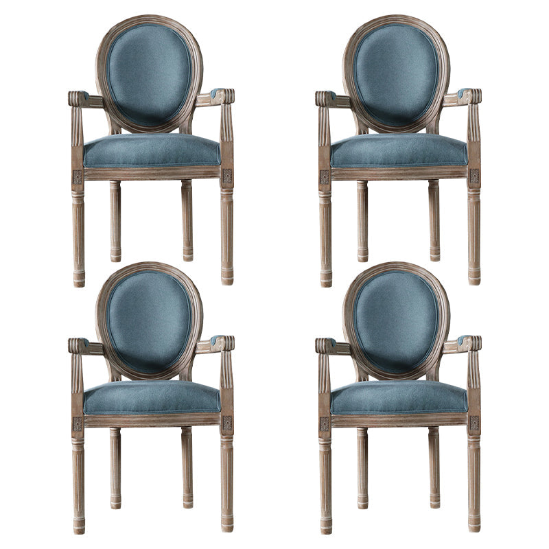 Country Style Dining Arm Chair King Louis Back Side Chair with 4 Wood Legs for Home Use Blue 4 Piece Set Clearhalo ' kitchen&dining_furn' 'Dining Chairs' 'Dining Tables & Seating' 'dining_chair' 'furn' 'furn_dining_chair' 'Furniture' 'furniture_dining_chair' 'Kitchen & Dining Furniture' 'kitchen' 3621317