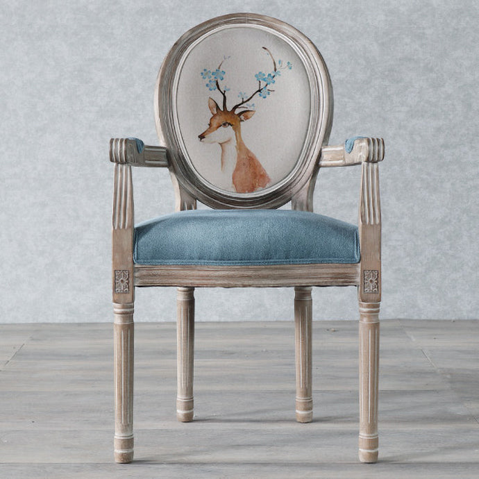 Country Style Dining Arm Chair King Louis Back Side Chair with 4 Wood Legs for Home Use Light Blue 1 Piece Clearhalo ' kitchen&dining_furn' 'Dining Chairs' 'Dining Tables & Seating' 'dining_chair' 'furn' 'furn_dining_chair' 'Furniture' 'furniture_dining_chair' 'Kitchen & Dining Furniture' 'kitchen' 3621318