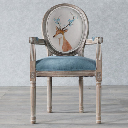 Country Style Dining Arm Chair King Louis Back Side Chair with 4 Wood Legs for Home Use Light Blue 1 Piece Clearhalo ' kitchen&dining_furn' 'Dining Chairs' 'Dining Tables & Seating' 'dining_chair' 'furn' 'furn_dining_chair' 'Furniture' 'furniture_dining_chair' 'Kitchen & Dining Furniture' 'kitchen' 3621318