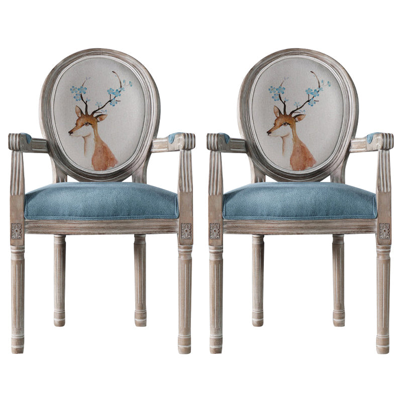 Country Style Dining Arm Chair King Louis Back Side Chair with 4 Wood Legs for Home Use Light Blue 2 Piece Set Clearhalo ' kitchen&dining_furn' 'Dining Chairs' 'Dining Tables & Seating' 'dining_chair' 'furn' 'furn_dining_chair' 'Furniture' 'furniture_dining_chair' 'Kitchen & Dining Furniture' 'kitchen' 3621319
