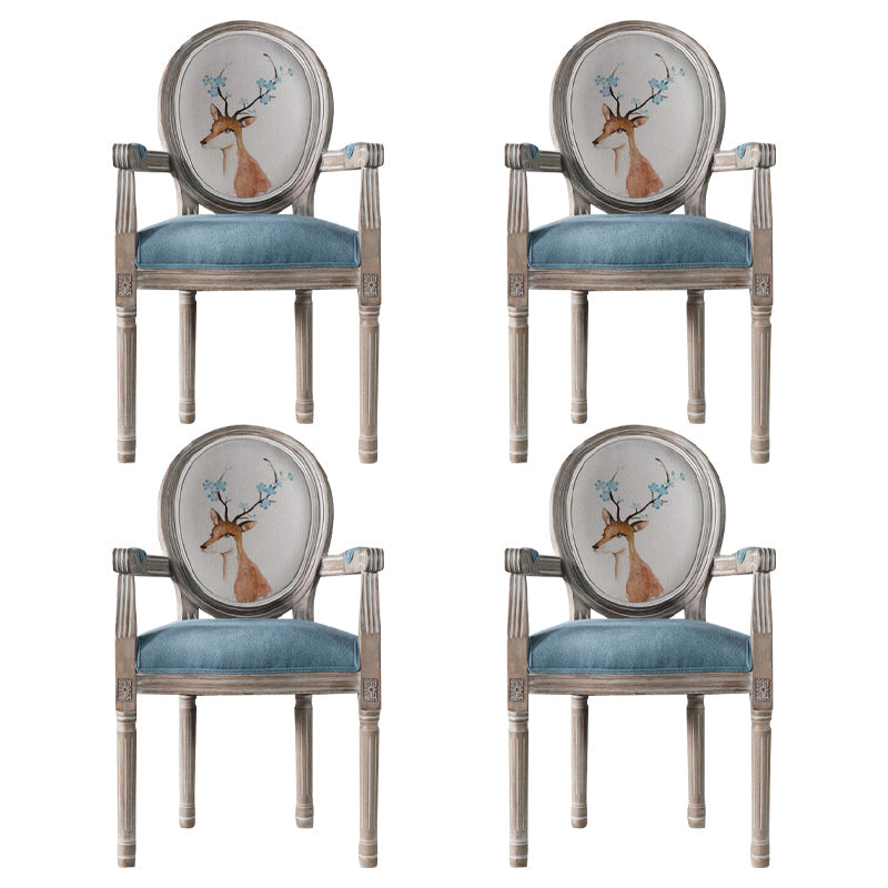 Country Style Dining Arm Chair King Louis Back Side Chair with 4 Wood Legs for Home Use Light Blue 4 Piece Set Clearhalo ' kitchen&dining_furn' 'Dining Chairs' 'Dining Tables & Seating' 'dining_chair' 'furn' 'furn_dining_chair' 'Furniture' 'furniture_dining_chair' 'Kitchen & Dining Furniture' 'kitchen' 3621320