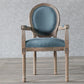 Country Style Dining Arm Chair King Louis Back Side Chair with 4 Wood Legs for Home Use Blue 1 Piece Clearhalo ' kitchen&dining_furn' 'Dining Chairs' 'Dining Tables & Seating' 'dining_chair' 'furn' 'furn_dining_chair' 'Furniture' 'furniture_dining_chair' 'Kitchen & Dining Furniture' 'kitchen' 3621321
