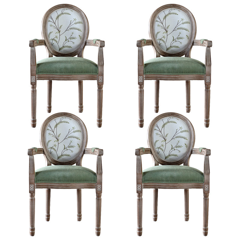 Country Style Dining Arm Chair King Louis Back Side Chair with 4 Wood Legs for Home Use Green 4 Piece Set Clearhalo ' kitchen&dining_furn' 'Dining Chairs' 'Dining Tables & Seating' 'dining_chair' 'furn' 'furn_dining_chair' 'Furniture' 'furniture_dining_chair' 'Kitchen & Dining Furniture' 'kitchen' 3621324