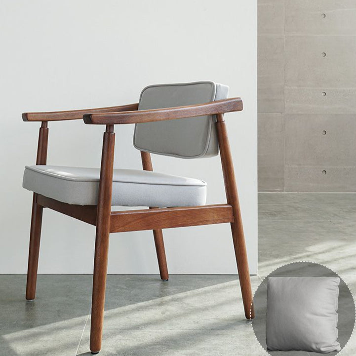 Minimalist Kitchen Solid Wood Dining Arm Chair Opening Back Dining Arm Chair Grey 1 Piece Walnut Clearhalo ' kitchen&dining_furn' 'Dining Chairs' 'Dining Tables & Seating' 'dining_chair' 'furn' 'furn_dining_chair' 'Furniture' 'furniture_dining_chair' 'Kitchen & Dining Furniture' 'kitchen' 3621329