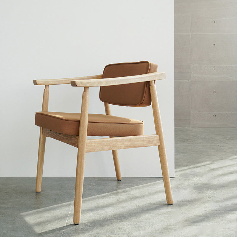 Minimalist Kitchen Solid Wood Dining Arm Chair Opening Back Dining Arm Chair Brown 1 Piece Natural Wood Clearhalo ' kitchen&dining_furn' 'Dining Chairs' 'Dining Tables & Seating' 'dining_chair' 'furn' 'furn_dining_chair' 'Furniture' 'furniture_dining_chair' 'Kitchen & Dining Furniture' 'kitchen' 3621336