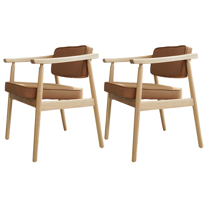 Minimalist Kitchen Solid Wood Dining Arm Chair Opening Back Dining Arm Chair Brown 2 Piece Set Natural Wood Clearhalo ' kitchen&dining_furn' 'Dining Chairs' 'Dining Tables & Seating' 'dining_chair' 'furn' 'furn_dining_chair' 'Furniture' 'furniture_dining_chair' 'Kitchen & Dining Furniture' 'kitchen' 3621337