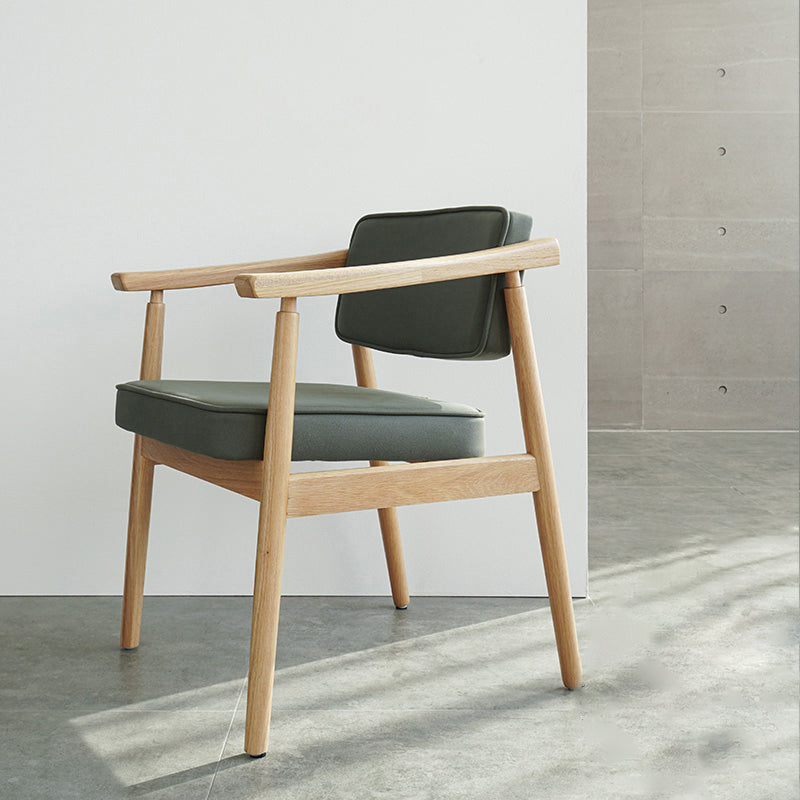 Minimalist Kitchen Solid Wood Dining Arm Chair Opening Back Dining Arm Chair Dark Green 1 Piece Natural Wood Clearhalo ' kitchen&dining_furn' 'Dining Chairs' 'Dining Tables & Seating' 'dining_chair' 'furn' 'furn_dining_chair' 'Furniture' 'furniture_dining_chair' 'Kitchen & Dining Furniture' 'kitchen' 3621342