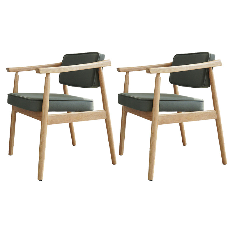 Minimalist Kitchen Solid Wood Dining Arm Chair Opening Back Dining Arm Chair Dark Green 2 Piece Set Natural Wood Clearhalo ' kitchen&dining_furn' 'Dining Chairs' 'Dining Tables & Seating' 'dining_chair' 'furn' 'furn_dining_chair' 'Furniture' 'furniture_dining_chair' 'Kitchen & Dining Furniture' 'kitchen' 3621344