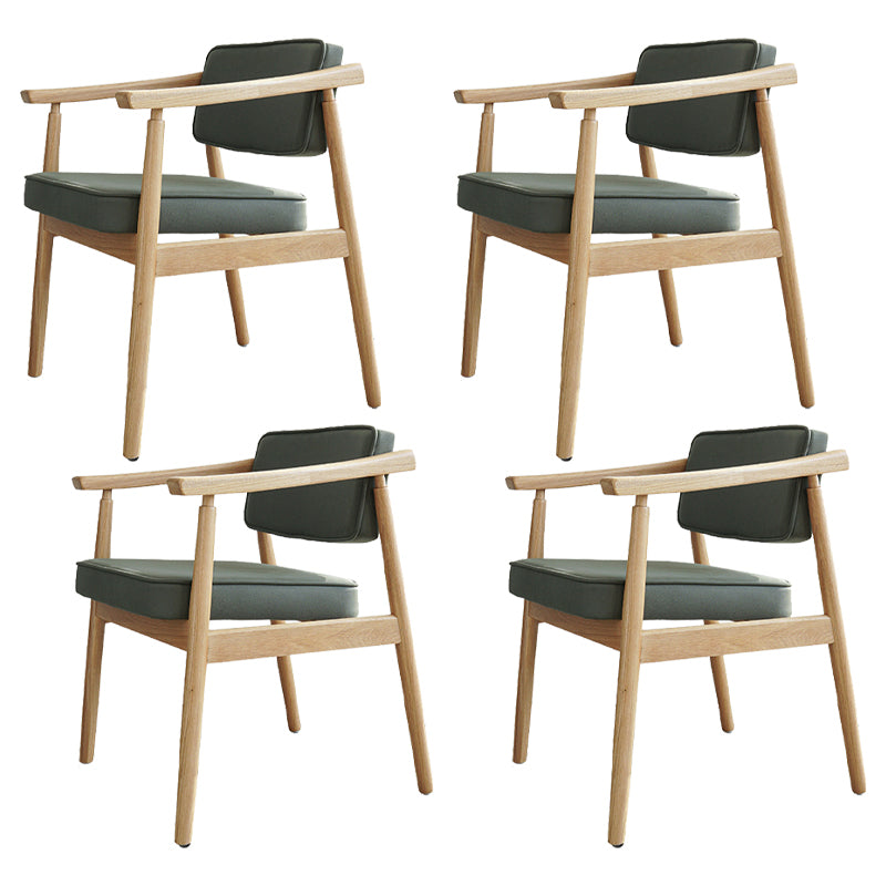 Minimalist Kitchen Solid Wood Dining Arm Chair Opening Back Dining Arm Chair Dark Green 4 Piece Set Natural Wood Clearhalo ' kitchen&dining_furn' 'Dining Chairs' 'Dining Tables & Seating' 'dining_chair' 'furn' 'furn_dining_chair' 'Furniture' 'furniture_dining_chair' 'Kitchen & Dining Furniture' 'kitchen' 3621345