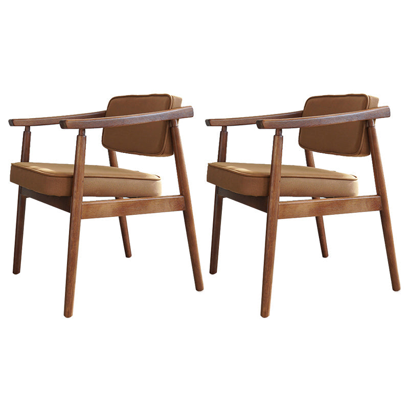 Minimalist Kitchen Solid Wood Dining Arm Chair Opening Back Dining Arm Chair Brown 2 Piece Set Walnut Clearhalo ' kitchen&dining_furn' 'Dining Chairs' 'Dining Tables & Seating' 'dining_chair' 'furn' 'furn_dining_chair' 'Furniture' 'furniture_dining_chair' 'Kitchen & Dining Furniture' 'kitchen' 3621353