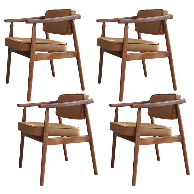 Minimalist Kitchen Solid Wood Dining Arm Chair Opening Back Dining Arm Chair Brown 4 Piece Set Walnut Clearhalo ' kitchen&dining_furn' 'Dining Chairs' 'Dining Tables & Seating' 'dining_chair' 'furn' 'furn_dining_chair' 'Furniture' 'furniture_dining_chair' 'Kitchen & Dining Furniture' 'kitchen' 3621354
