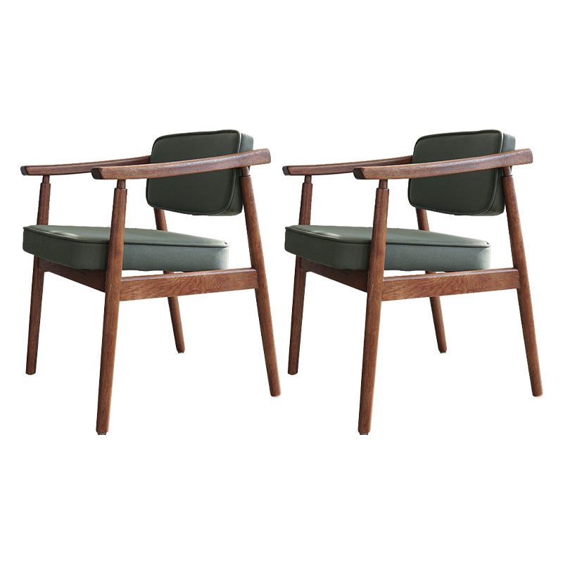 Minimalist Kitchen Solid Wood Dining Arm Chair Opening Back Dining Arm Chair Dark Green 2 Piece Set Walnut Clearhalo ' kitchen&dining_furn' 'Dining Chairs' 'Dining Tables & Seating' 'dining_chair' 'furn' 'furn_dining_chair' 'Furniture' 'furniture_dining_chair' 'Kitchen & Dining Furniture' 'kitchen' 3621356