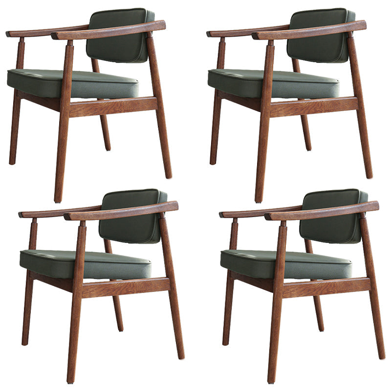 Minimalist Kitchen Solid Wood Dining Arm Chair Opening Back Dining Arm Chair Dark Green 4 Piece Set Walnut Clearhalo ' kitchen&dining_furn' 'Dining Chairs' 'Dining Tables & Seating' 'dining_chair' 'furn' 'furn_dining_chair' 'Furniture' 'furniture_dining_chair' 'Kitchen & Dining Furniture' 'kitchen' 3621357