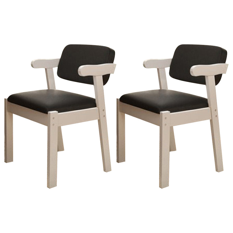 Scandinavian Home Arm Chair Open Back Wood Upholstered Dining Room Chair Black 2 Piece Set White Clearhalo ' kitchen&dining_furn' 'Dining Chairs' 'Dining Tables & Seating' 'dining_chair' 'furn' 'furn_dining_chair' 'Furniture' 'furniture_dining_chair' 'Kitchen & Dining Furniture' 'kitchen' 3621360