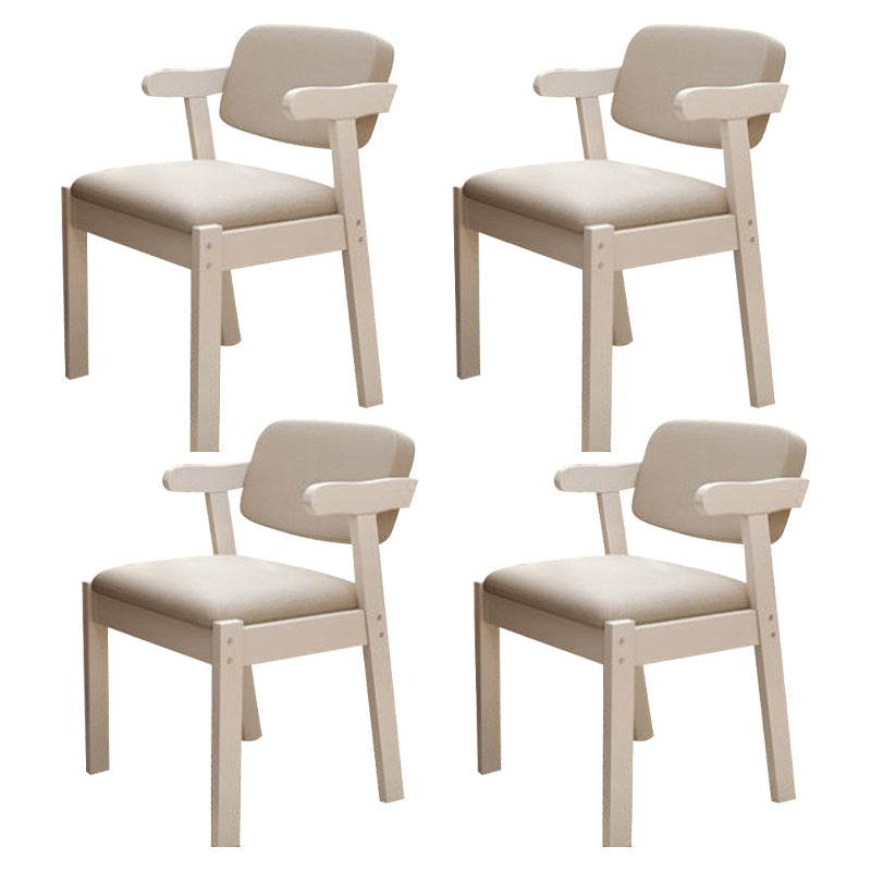 Scandinavian Home Arm Chair Open Back Wood Upholstered Dining Room Chair Light Gray 4 Piece Set White Clearhalo ' kitchen&dining_furn' 'Dining Chairs' 'Dining Tables & Seating' 'dining_chair' 'furn' 'furn_dining_chair' 'Furniture' 'furniture_dining_chair' 'Kitchen & Dining Furniture' 'kitchen' 3621374