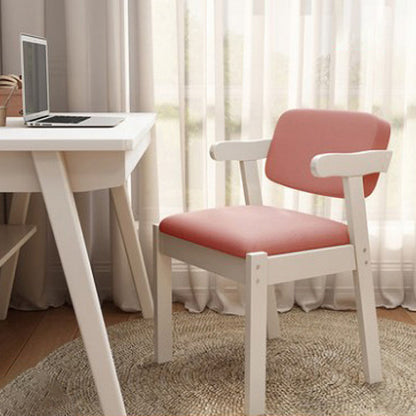 Scandinavian Home Arm Chair Open Back Wood Upholstered Dining Room Chair Pink 1 Piece White Clearhalo ' kitchen&dining_furn' 'Dining Chairs' 'Dining Tables & Seating' 'dining_chair' 'furn' 'furn_dining_chair' 'Furniture' 'furniture_dining_chair' 'Kitchen & Dining Furniture' 'kitchen' 3621377