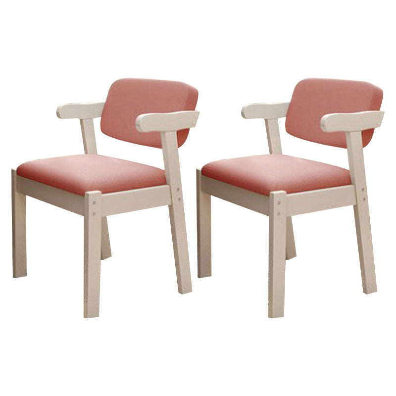 Scandinavian Home Arm Chair Open Back Wood Upholstered Dining Room Chair Pink 2 Piece Set White Clearhalo ' kitchen&dining_furn' 'Dining Chairs' 'Dining Tables & Seating' 'dining_chair' 'furn' 'furn_dining_chair' 'Furniture' 'furniture_dining_chair' 'Kitchen & Dining Furniture' 'kitchen' 3621378