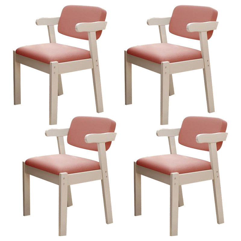Scandinavian Home Arm Chair Open Back Wood Upholstered Dining Room Chair Pink 4 Piece Set White Clearhalo ' kitchen&dining_furn' 'Dining Chairs' 'Dining Tables & Seating' 'dining_chair' 'furn' 'furn_dining_chair' 'Furniture' 'furniture_dining_chair' 'Kitchen & Dining Furniture' 'kitchen' 3621379