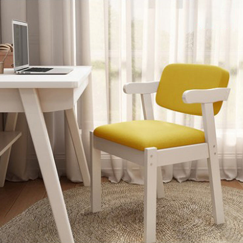Scandinavian Home Arm Chair Open Back Wood Upholstered Dining Room Chair Yellow 1 Piece White Clearhalo ' kitchen&dining_furn' 'Dining Chairs' 'Dining Tables & Seating' 'dining_chair' 'furn' 'furn_dining_chair' 'Furniture' 'furniture_dining_chair' 'Kitchen & Dining Furniture' 'kitchen' 3621380