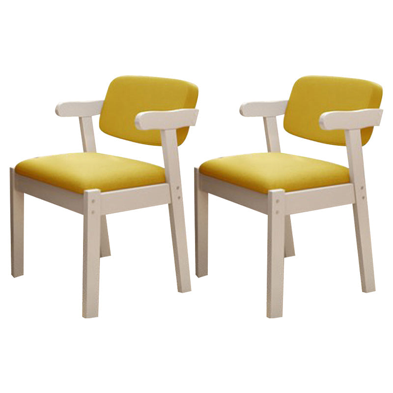 Scandinavian Home Arm Chair Open Back Wood Upholstered Dining Room Chair Yellow 2 Piece Set White Clearhalo ' kitchen&dining_furn' 'Dining Chairs' 'Dining Tables & Seating' 'dining_chair' 'furn' 'furn_dining_chair' 'Furniture' 'furniture_dining_chair' 'Kitchen & Dining Furniture' 'kitchen' 3621381