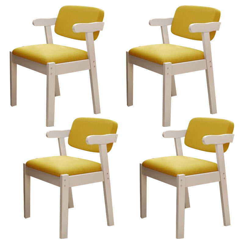 Scandinavian Home Arm Chair Open Back Wood Upholstered Dining Room Chair Yellow 4 Piece Set White Clearhalo ' kitchen&dining_furn' 'Dining Chairs' 'Dining Tables & Seating' 'dining_chair' 'furn' 'furn_dining_chair' 'Furniture' 'furniture_dining_chair' 'Kitchen & Dining Furniture' 'kitchen' 3621382