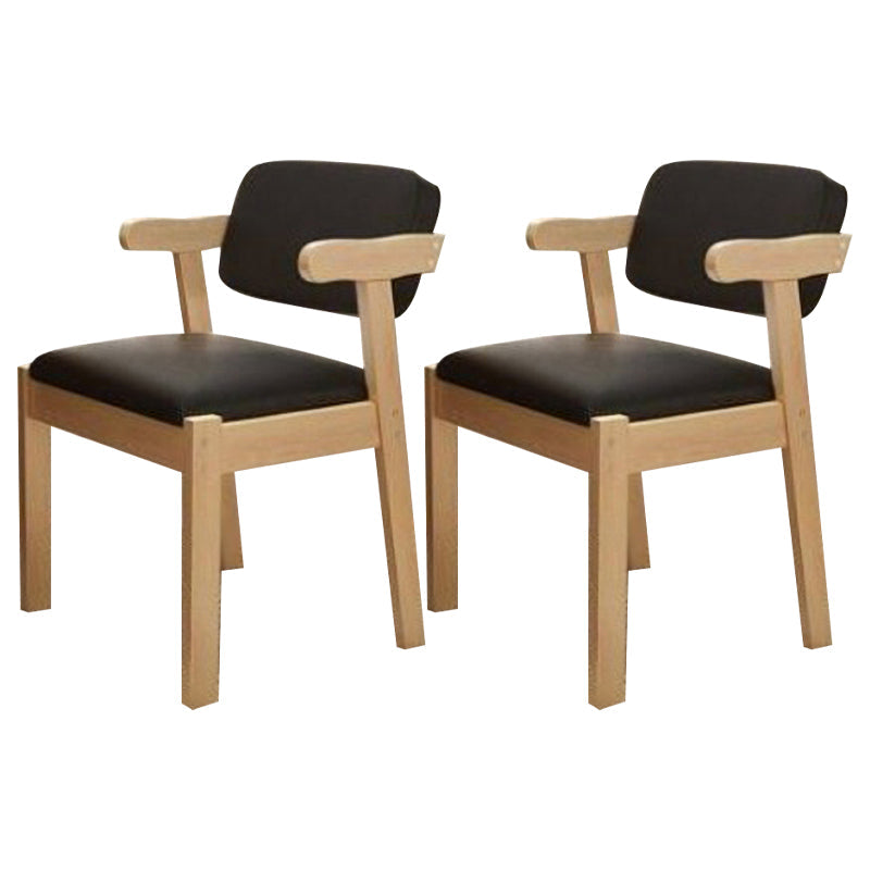 Scandinavian Home Arm Chair Open Back Wood Upholstered Dining Room Chair Black 2 Piece Set Natural Wood Clearhalo ' kitchen&dining_furn' 'Dining Chairs' 'Dining Tables & Seating' 'dining_chair' 'furn' 'furn_dining_chair' 'Furniture' 'furniture_dining_chair' 'Kitchen & Dining Furniture' 'kitchen' 3621387