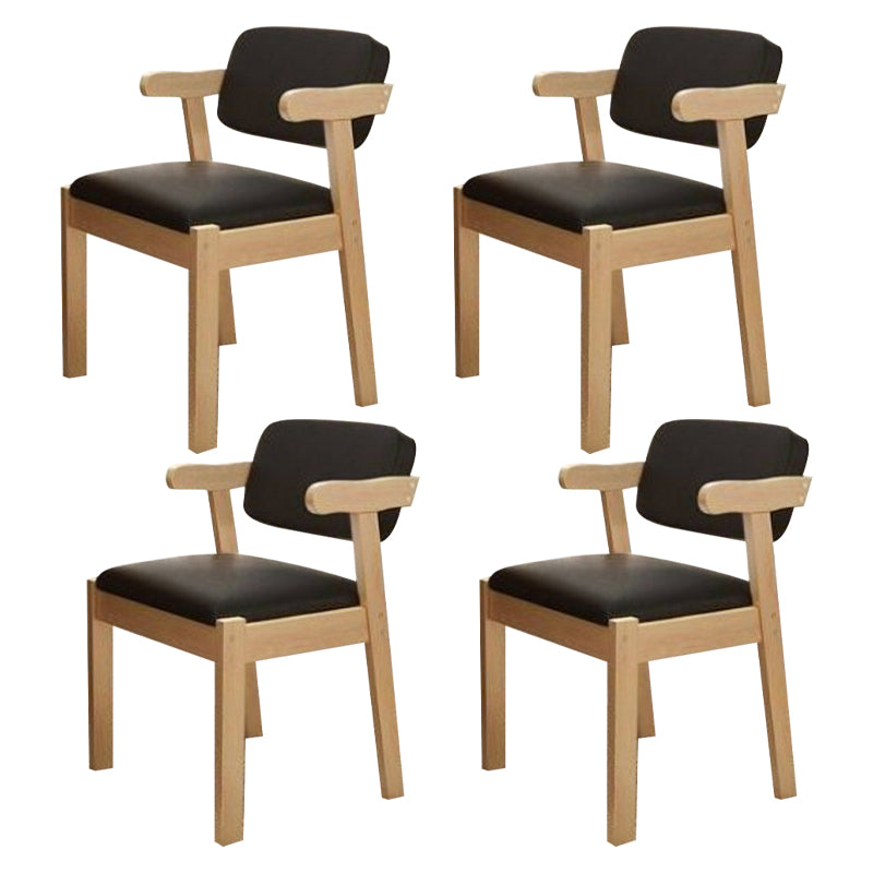 Scandinavian Home Arm Chair Open Back Wood Upholstered Dining Room Chair Black 4 Piece Set Natural Wood Clearhalo ' kitchen&dining_furn' 'Dining Chairs' 'Dining Tables & Seating' 'dining_chair' 'furn' 'furn_dining_chair' 'Furniture' 'furniture_dining_chair' 'Kitchen & Dining Furniture' 'kitchen' 3621388